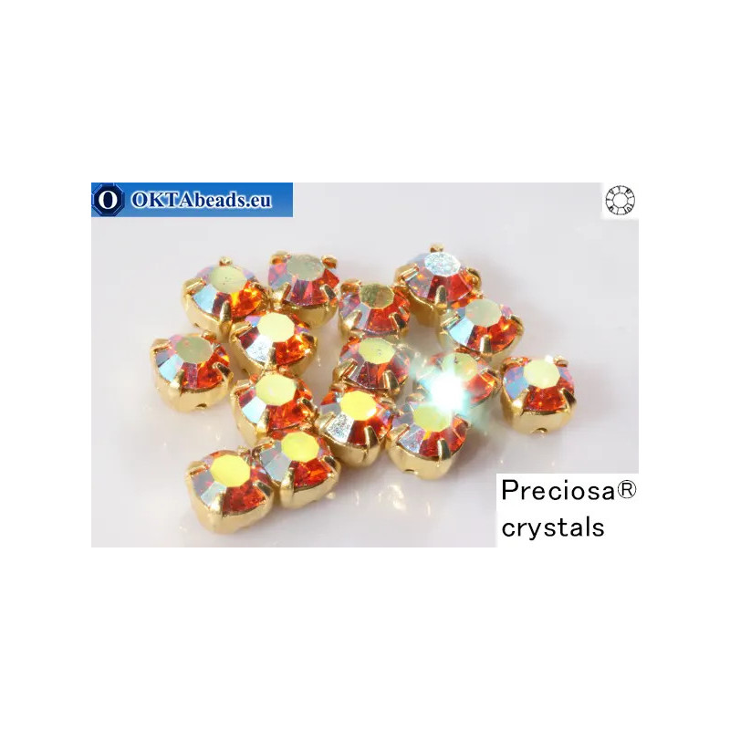 Sew on Preciosa chaton Maxima in set Sun AB - Gold ss16