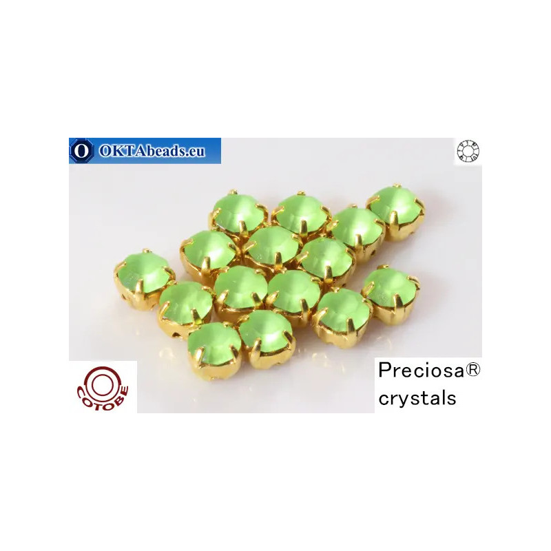 Sew on Preciosa chaton in set + COTOBE coating MAT Peridot - Gold ss16
