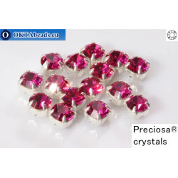 Sew on Preciosa chaton Maxima in set Fuchsia - Silver ss16