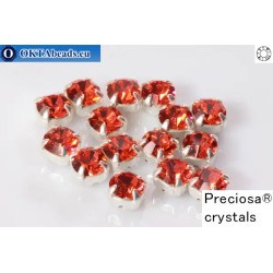 Sew on Preciosa chaton Maxima in set Padparadscha - Silver ss16