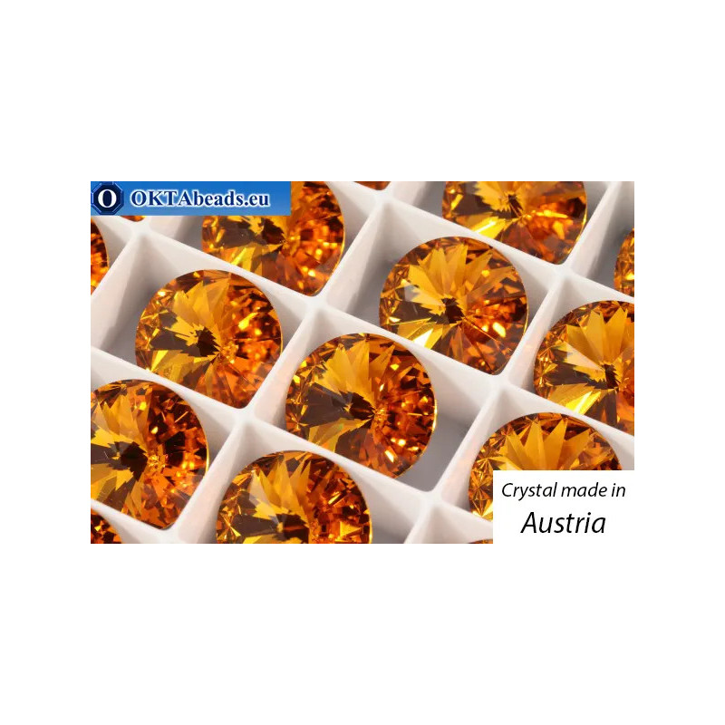 Austrian 1122 Rivoli Topaz 14mm