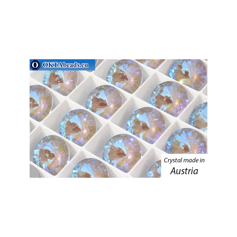 Austrian 1122 Rivoli Crystal Serene Gray DeLite 14mm
