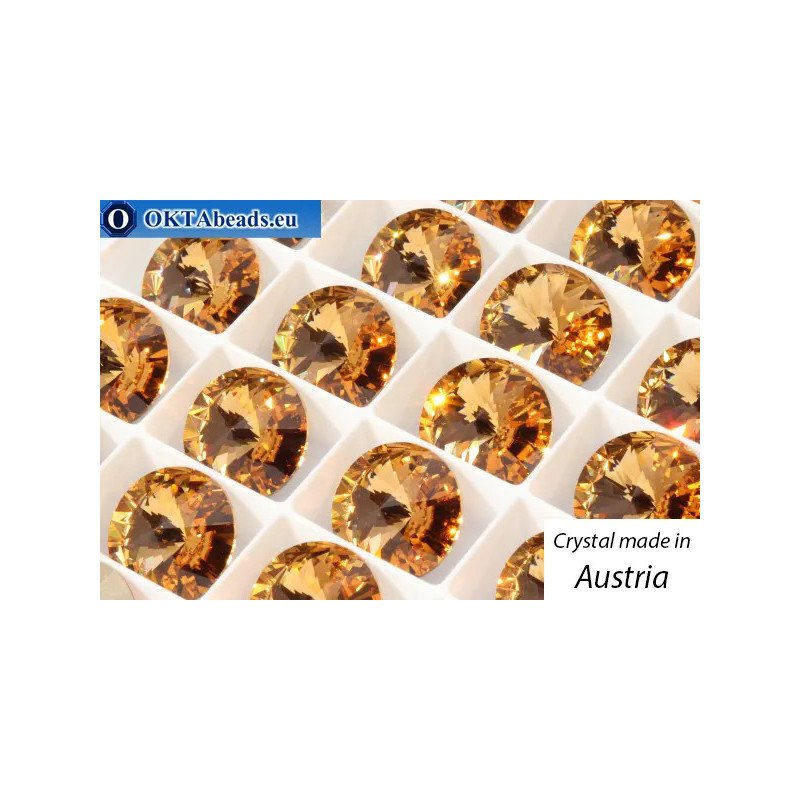 Austrian 1122 Rivoli Light Colorado Topaz 14mm