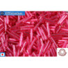 WH COTOBE Beads Twisted bugle Cerise pink Silver Line (10461) 12mm